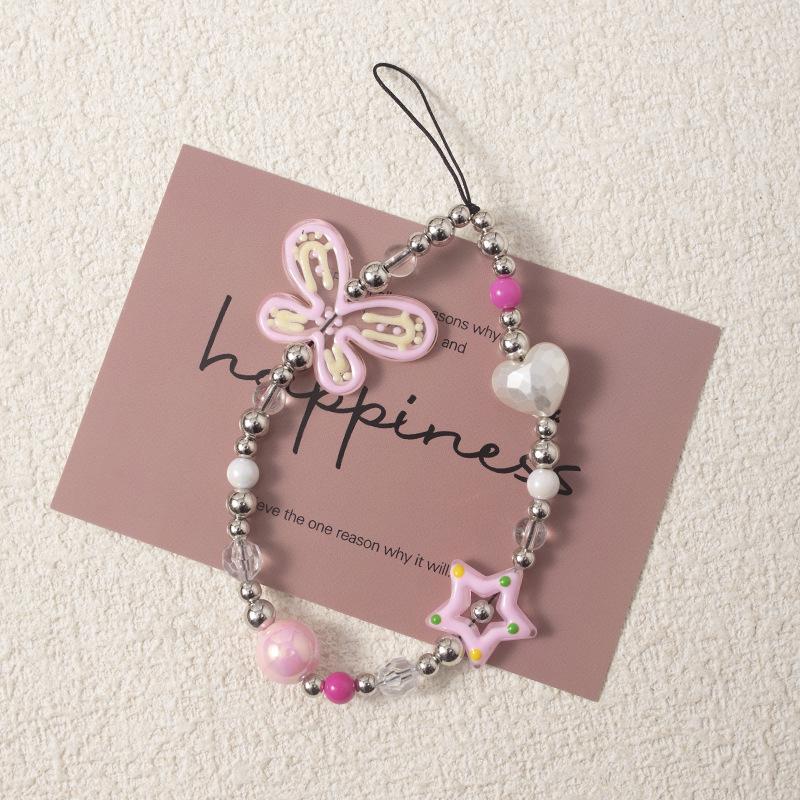 Pink Bow Dopamine Phone Lanyard: Anti-Lost Electroplated Chain Wrist Strap