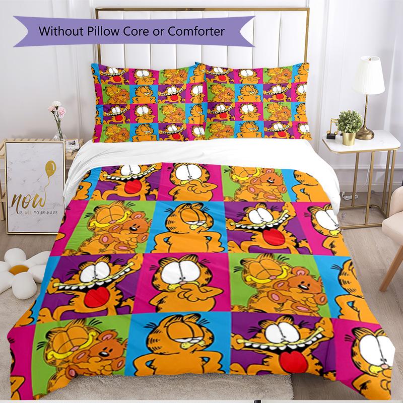 3pcs Duvet Cover Set (1*Duvet Cover + 2*Pillowcase, Without Core), Garfield Print Soft All‑Season Bedding Set, Home Bedroom Decor Gift