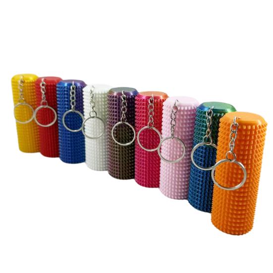 Spiky Grippie Stim Fidget Toy with Keychain Stress Relief 3D Printed Storage Box Pain Stimming Tool Teens Adults Portable Bumpy Roller Sensory Toy