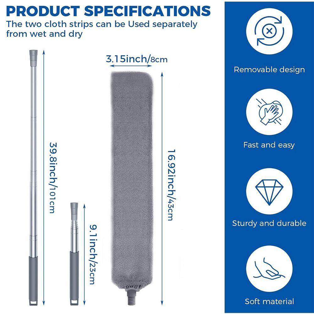 Microfiber Head Long Handle Cleaning Mop Retractable Window Duster Scrubber  Bedroom Floor