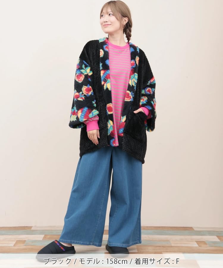 Женский длинный теплый халат-пальто Titicaca Siesta Hanten с мехом боа, один размер, черный, ZOWCB2304