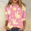 3/4 Sleeve Top Women's T-shirt Casual Easter Print Top T-shirt Crew-neck Jumper