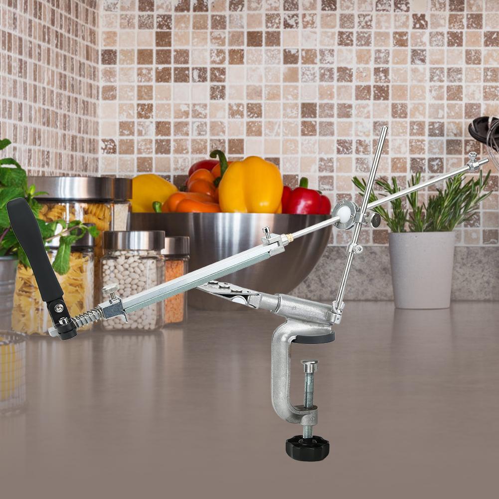 Точилка для ножей с фиксированным углом, двусторонний кронштейн для кухонной точилки с 4 точильными камнями