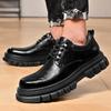 2024 Platform Shoes Men Shoes Leather Business Dress Shoes Japan All-Match Casual Wear-Resistant Footwear Chaussure Homme