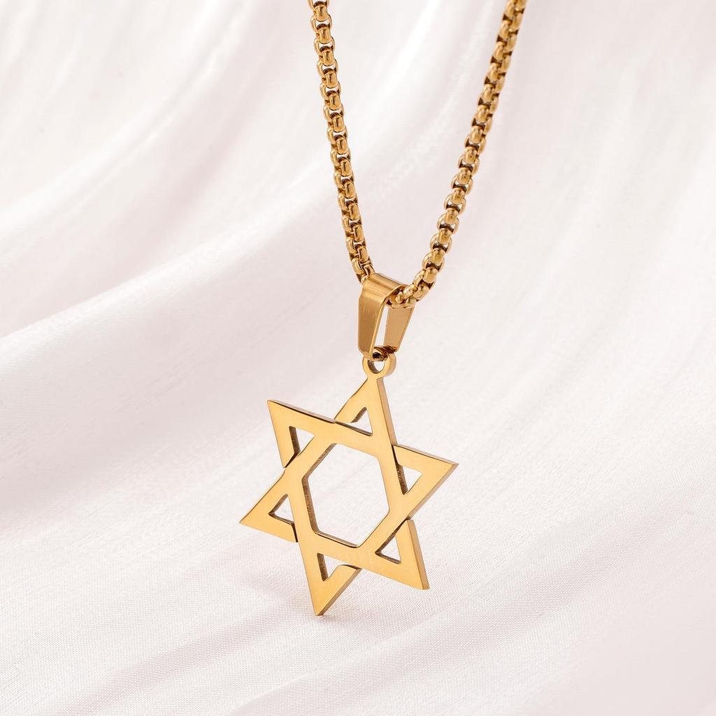 Модное ожерелье из титановой стали: Унисекс Подвеска из нержавеющей стали в виде полой звезды, Длинная цепочка