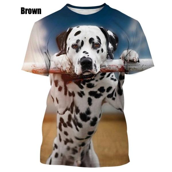 Летняя забавная футболка с 3D животным далматином, милая аниме-футболка с короткими рукавами из аниме «Алматин Шиба-ину», уличная ленивая женская футболка, мужская футболка, топы