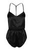 Women's Fashion New Pajama Set Black Lace Detailed Rope Strap Crop Satin Woven Pajama Set
