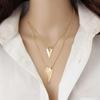 Модное ожерелье в европейском стиле в стиле хип-хоп, простое многослойное треугольное металлическое украшение, аксессуары для одежды, цепочка для свитера, цепочка на ключицу