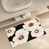 Abstract Floral Doormat Black White Orange Printed Polyester Hand Wash Only 80x50cm Decorative Use