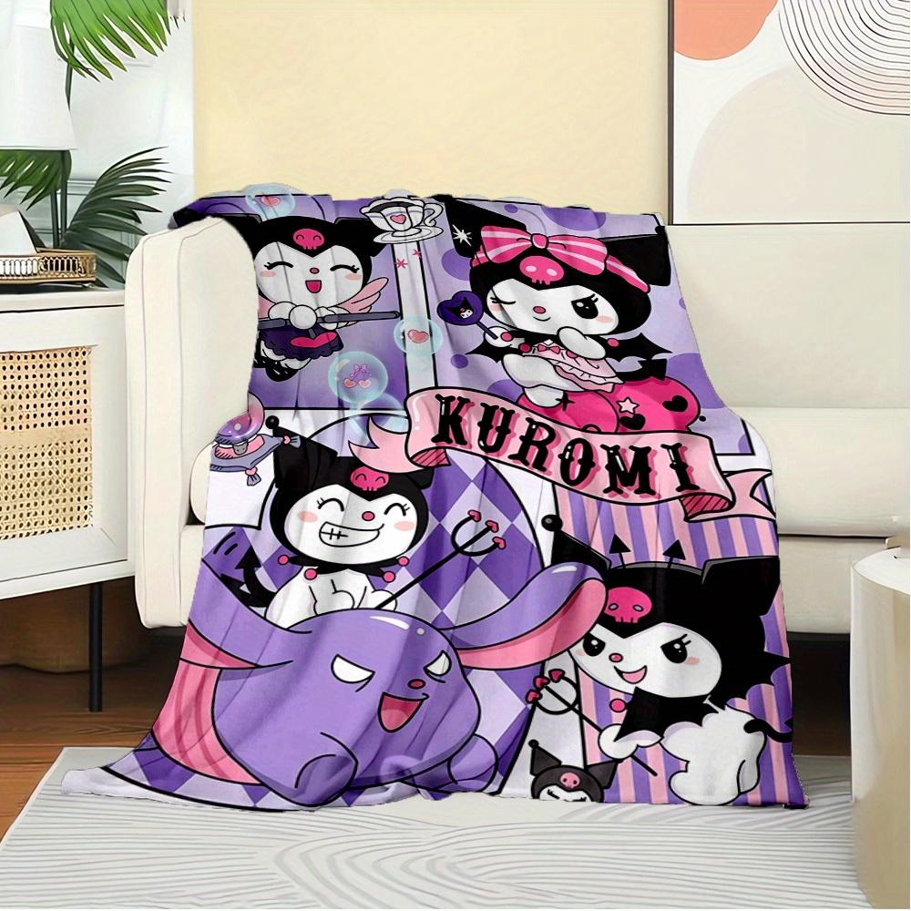 1pc Kuromi Flannel Blanket - Seasonal Home Decor, Seasonal, Comfortable, Machine Washable Gift for All Ages, Suitable for All Family Availab