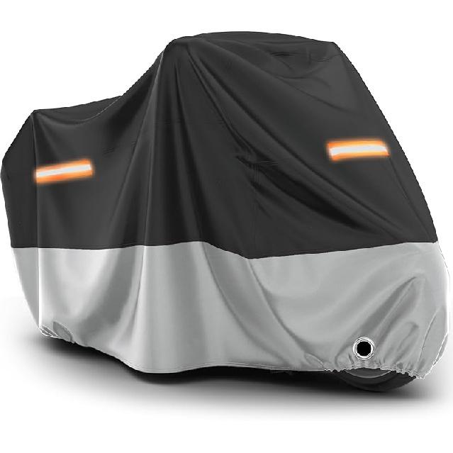 Favoto Motorcycle Cover Waterproof Outdoor - All Season Sun Protection Oxford with Lock-Holes Rain Snow Windproof Dustproof Universal Fit Motorbikes
