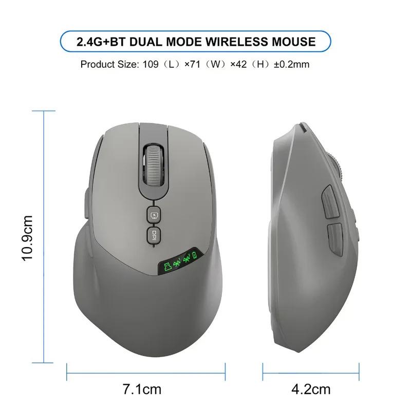 Легкая бесшумная беспроводная мышь с двумя режимами Bluetooth 2.4G, бесшумный клик, регулируемое DPI, индикация заряда батареи 500 мА, бестселлер