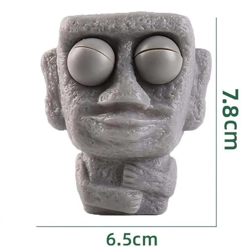 Мягкая фигурка-камень с медленным возвратом, антистресс - Сжимаемая, подвижные глаза, забавная мимика, стиль Моаи, расслабляющий подарок для детей