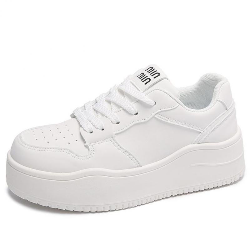 Fashion Autumn Leather Pink Platform Sneakers Thick Sole Chunky Shoes Women 2024 Slip On Lace-up Fashion Casual Outdoors Walking Shoes