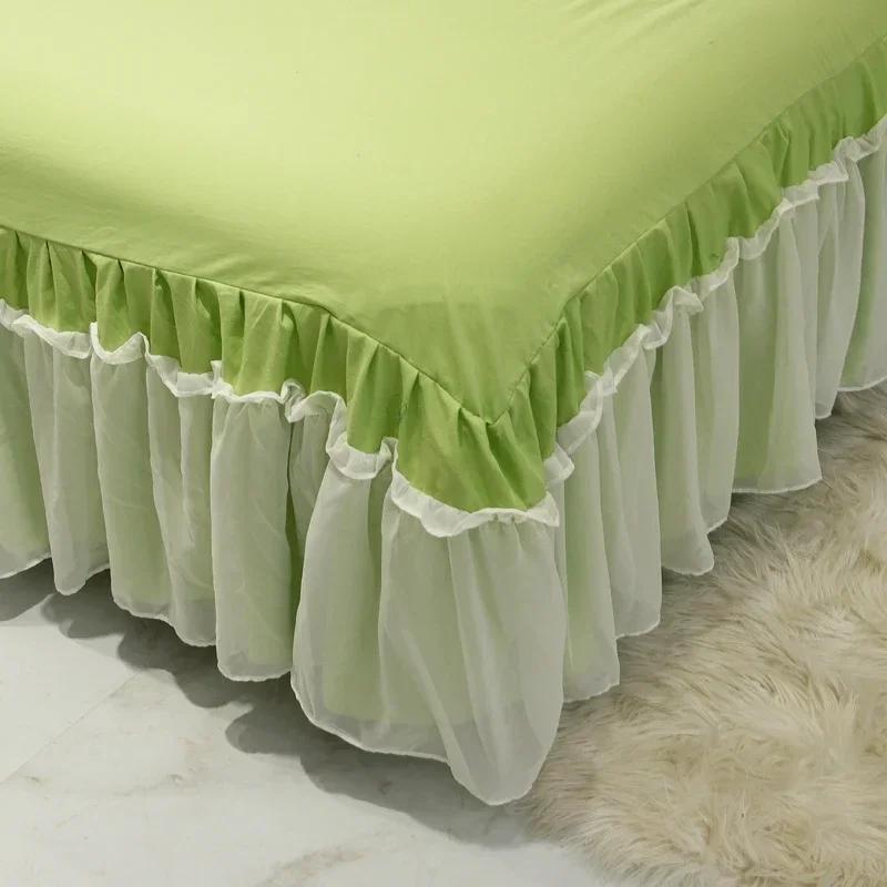 Простыня из хлопка Heart Wash для девочек, маленькая свежая однотонная кружевная шифоновая кружевная юбка, покрывало в стиле принцессы 1,5/1,8 метра