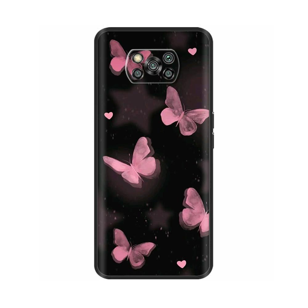 Для чехла Poco X3 Pro Чехол с бабочкой и сердцем из мягкого жидкого силикона Полная защита Чехлы для Xiaomi Poco X3 NFC Чехол для Poco X3 PocoX3