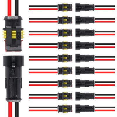 Упаковка из 10 штук 2-контактных проволочных разъемов 16 AWG, водонепроницаемые автомобильные электрические разъемы, разъем Deutsch, штекерные и гнездовые проволочные разъемы для автомобиля, грузовика, лодки