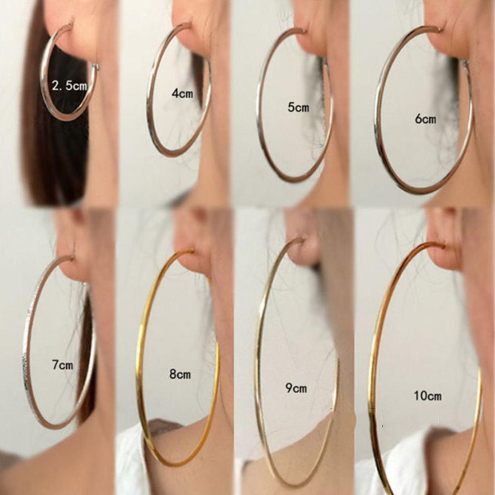 Пара ювелирных изделий золото серебро черный женская мода большой круг клипса на ухо без пирсинга серьги кольца