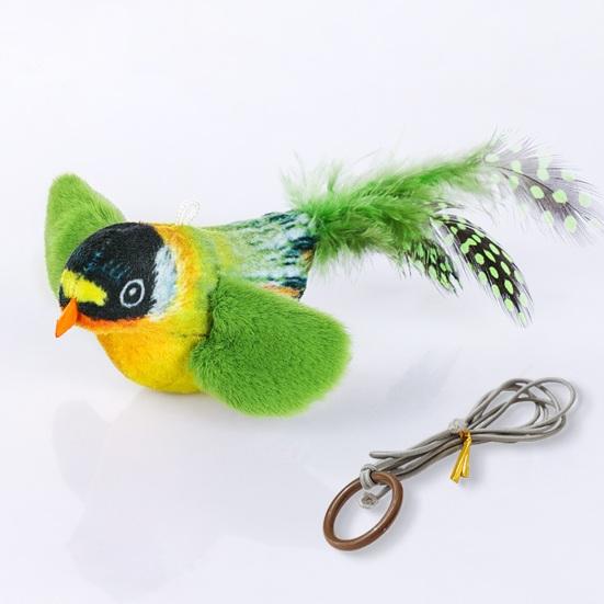 Chirping Bird Cat Toy Interactive Flapping Wings Plush Bird Toy Battery Operated Stimulate