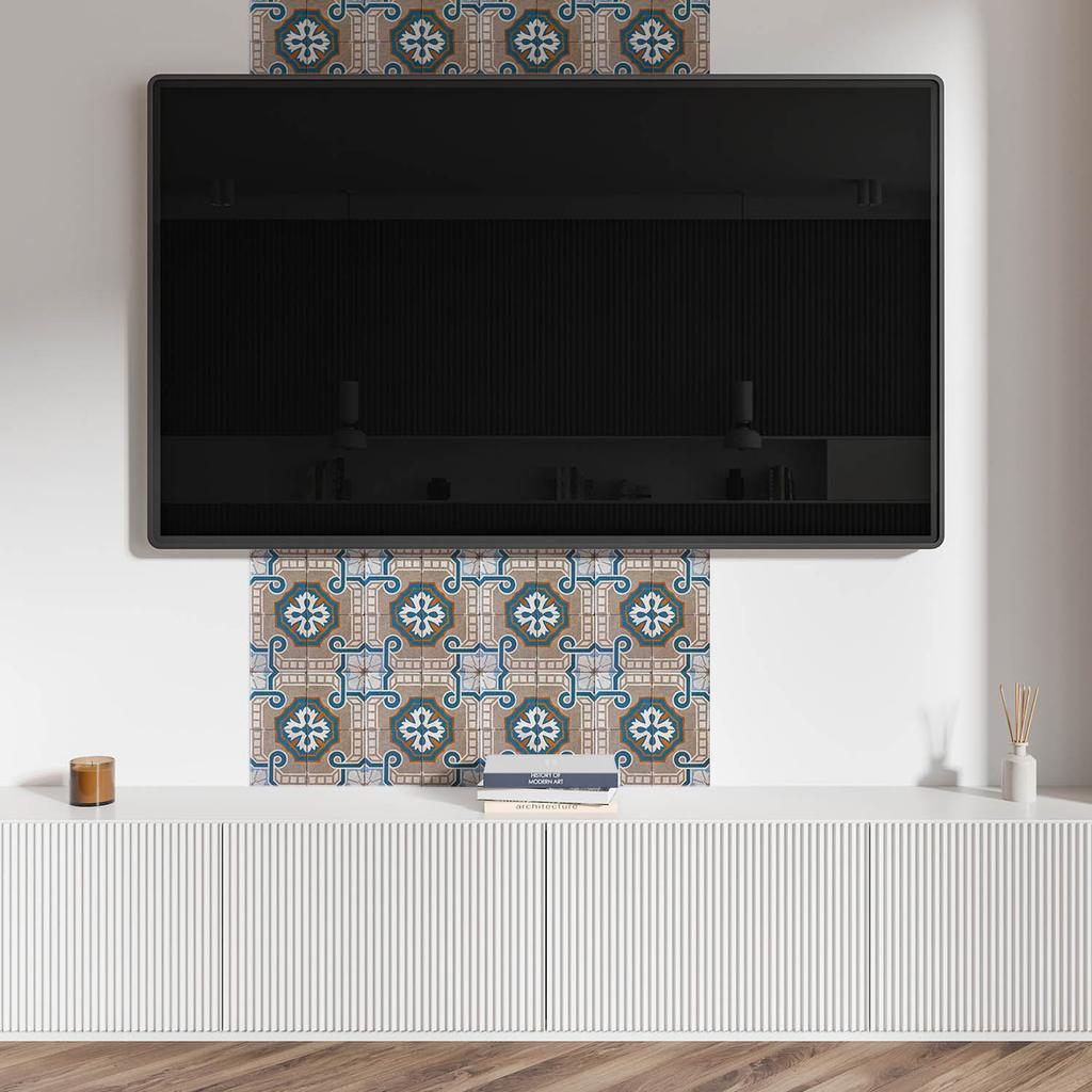 Samoprzylepna Dekoracja Z Grafiką Do Biura Lub Gabinetu Wzór Mozaiki Z Ornamentami 10X40X20 Cm
