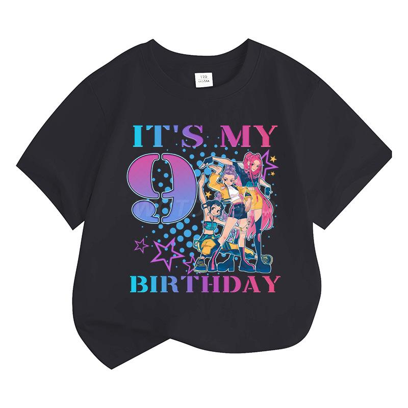 Boys' and Girls' Fashionable Birthday-Themed Printed Round-Neck Short-Sleeve T-Shirts—Summer Children's Loose-Fit Casual Tops