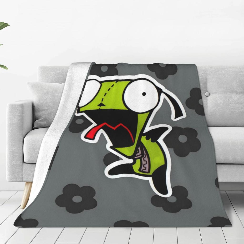 Персонализированные мультяшные одеяла I-Invader Z-Zim, теплые фланелевые пледы для дома, спальни, дивана