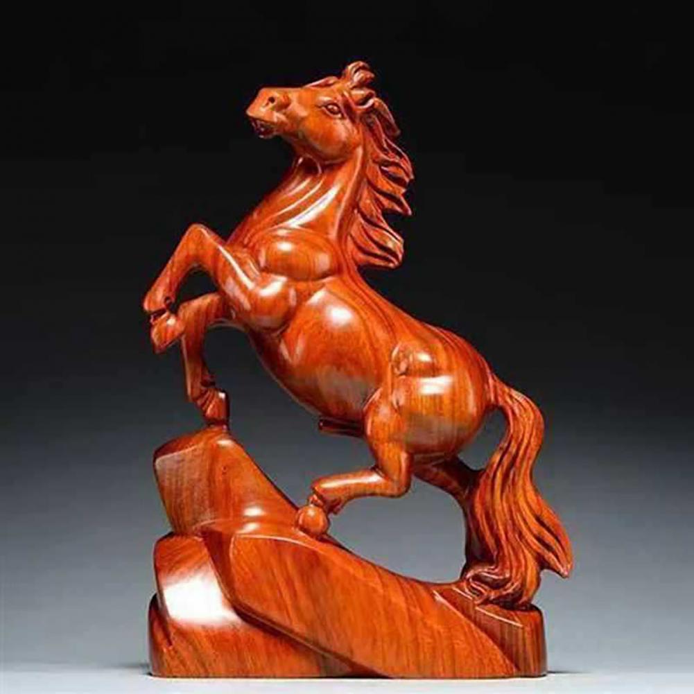 Feng Shui Horse Ornament Zodiac Horse Statue Wooden Horse Figurine for 2026 Chinese New Year Small Zodiac Sculpture for Wealth