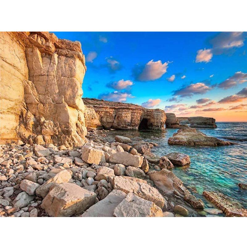 Алмазная картина, полный круглый квадратный природный пейзаж, настенные наклейки, мозаика, пляжная вышивка, горный пейзаж, алмазное искусство