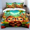 Smiling monkeys with greenery. Bedding sets Duvet cover sets Duvet covers Pillowcases(1 * Duvet Cover 2 * Pillowcases without duvet insert)