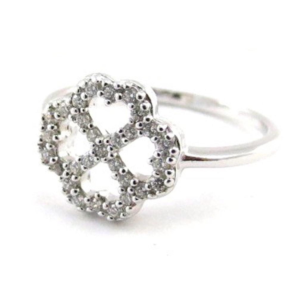 Серебряное кольцо 'Clover' белое