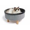 Raised Round Bed - M PETS - ROUND - Grey - 47 X 47 X 26 Cm - Wooden Leg - Soft Cushion