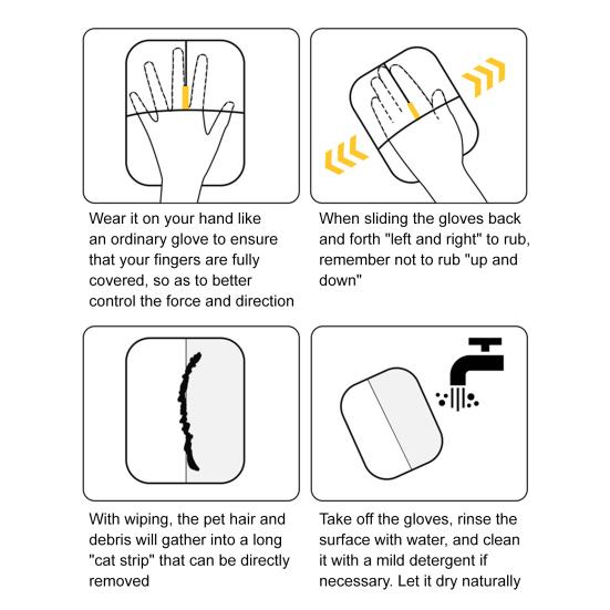 Удалитель шерсти домашних животных Электростатические перчатки Многоразовый удалитель шерсти для дивана Мебели Ковра Автосиденья Двусторонние перчатки для груминга кошек и собак