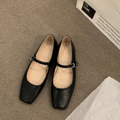 Ретро квадратный носок, неглубокий вырез, туфли-лодочки, женские 2024 новые весна-осень, корейская версия, нежный сказочный стиль, толстый каблук, туфли Мэри Джейн