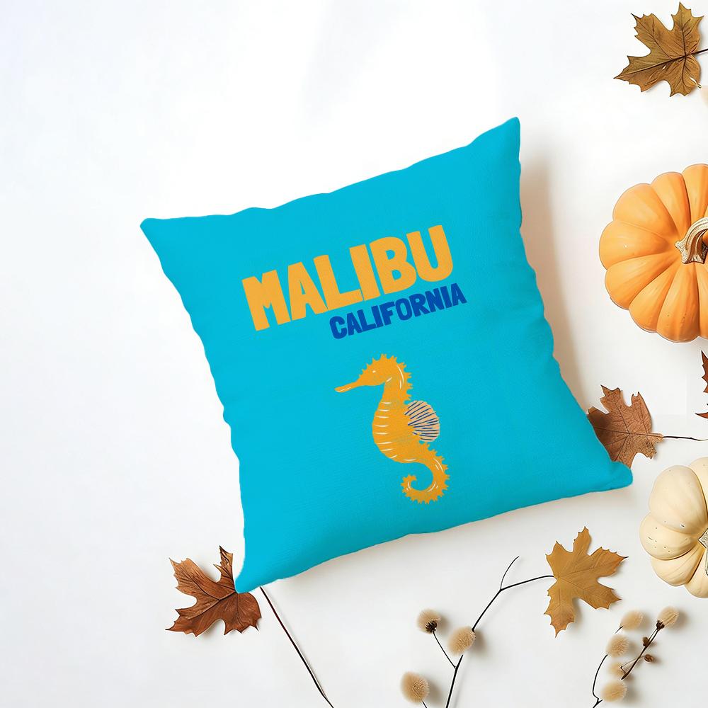 Bright Cheerful Anime Summer Travel Series Cushion Cover Washable Linen Pillowcase Soft  for Daily Sofa Bed Home Room Decor