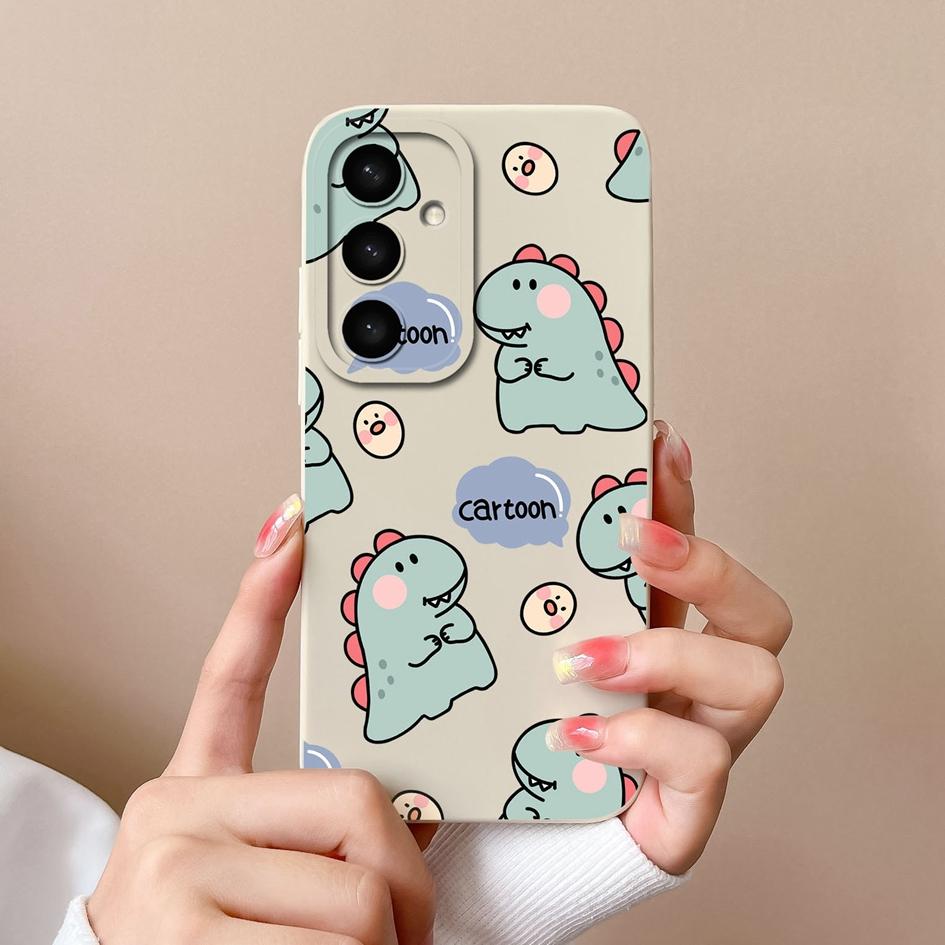 Phone Shell For Samsung A05 A36 A56 A26 S25 Plus Ultra F14 A05S A16 Case Liquid Silicone Lovely Dinosaur Cover Shockproof Protective For Samsung Capas
