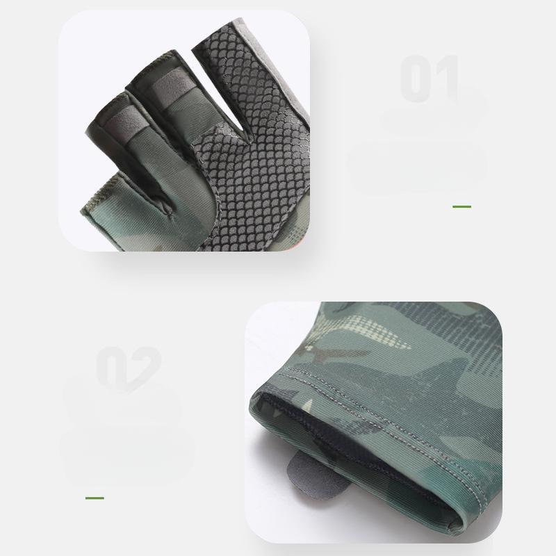 Fishing Gloves Half Finger Sun Protection Cycling Gloves Fitness Gym Sun Glove for Women Men Outdoor Sports Breathable Anti-Slip