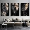 Gold and Black Female Oil Paintings, African Female Posters and Prints, Cuadro Living Room Decoration, Modern Walls