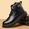 Men's 2024 Autumn/Winter High-Top Leather Boots with Velvet Lining – Warm, Casual Work Boots