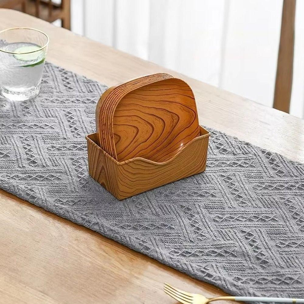 7 шт./набор тарелок для закусок с имитацией текстуры дерева, квадратный поднос 14 см, новое простое блюдо для чайной церемонии