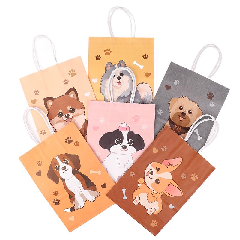 6 шт. бумажный пакет для собак с ручкой, сумка для конфет на день рождения собаки, сумка для детского дня рождения, сувениры на свадьбу, принадлежности для детского душа