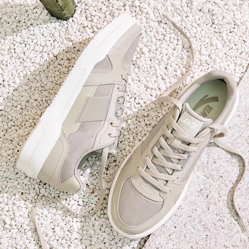 New Anta Caramel Anti Slip Wear Resistant Low Top Skateboard Shoes Men's Sand Dune Gray 112528014-5