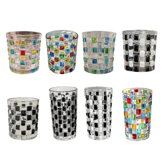 Multicolor Mosaic Glass Water Cup Tea Coffee Stained Glass Design Water Bottle Dining Table Accent Decorative Drinkware