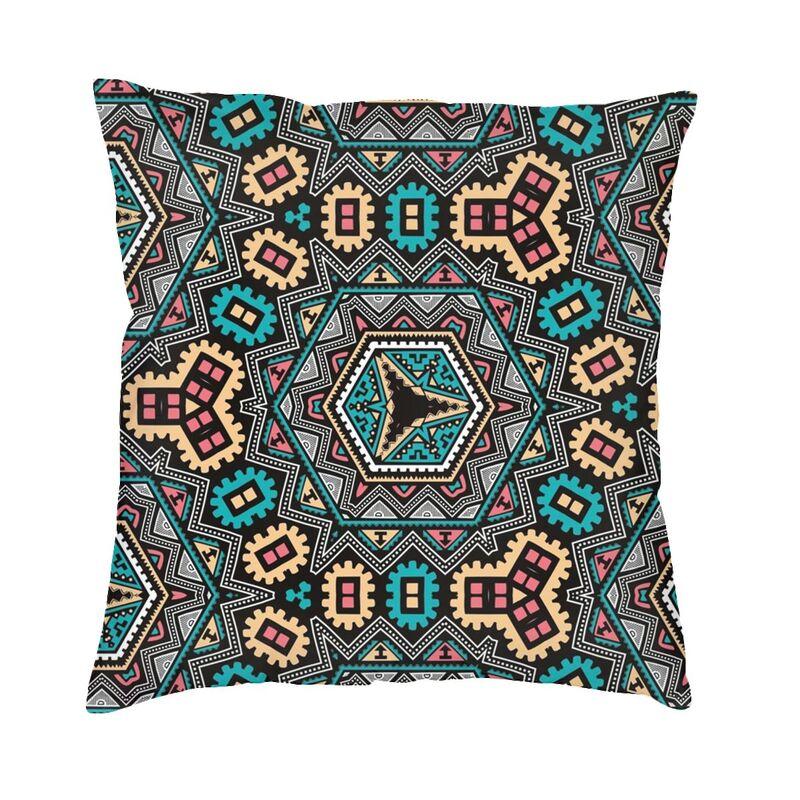 Geometric Ankara Pattern Cushion Cover African Tribal Art Velvet Luxury Pillows Case Decor Home xcm Decorative Pillowcases