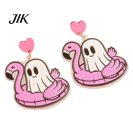 Colorful Acrylic Pendant Jewelry 1 Pair Summer Halloween Ghost Earrings for Women, Cute Pool Float Dangle Drop Earrings, 2D Holiday Party Accessory