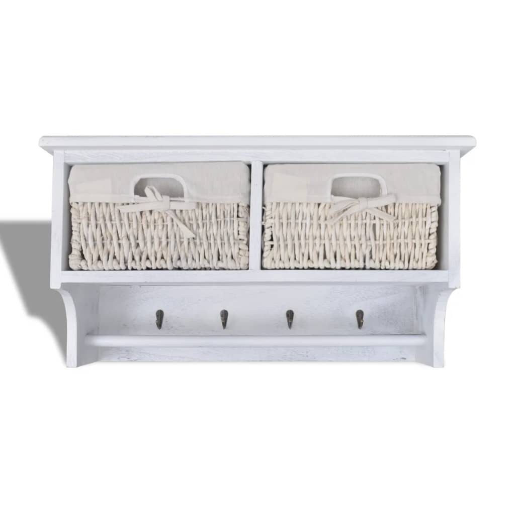 Wall Shelf White 60 x 23.5 x 33 cm Paulownia Wood