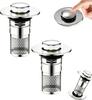2-Pack universal bathroom bounce sewer with removable stainless steel filter basket