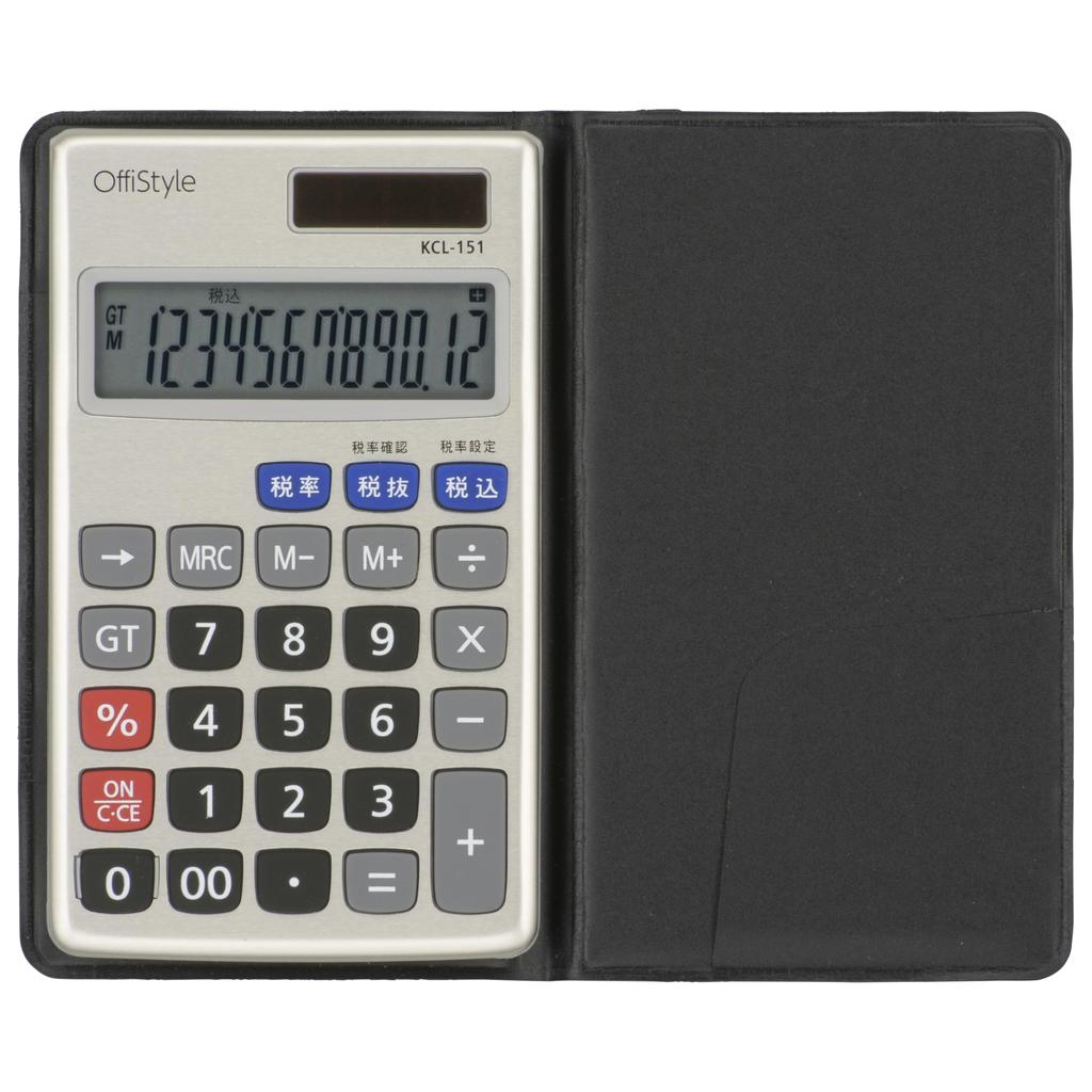 OHM OffiStyle Tax Rate Pocket 12 Solar Battery OHM Electric Calculator, Size, Digits, & Operated, KCL-151, 07-8636,