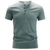 Men's Short-sleeve T-shirt Henley Collar Summer Casual Solid Color T Shirt for Men Polo High Quality Mens T-shirts