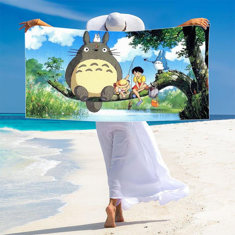 Anime-Totoros Print Beach Towel, Large Soft Quick Dry Towel for Beach Camping Swimming