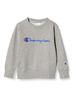 Champion Cotton Crew Neck Sweatshirt with Script Oxford Size 110 Boys' 100% Logo, Gray, (CK-T002)